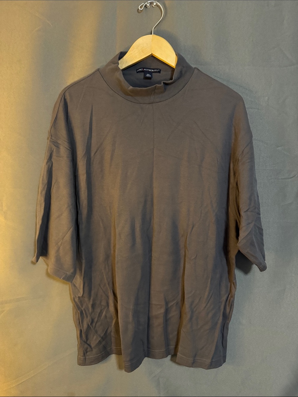 Port Authority Short Sleeve Mock Neck Tee - Charcoal Brown